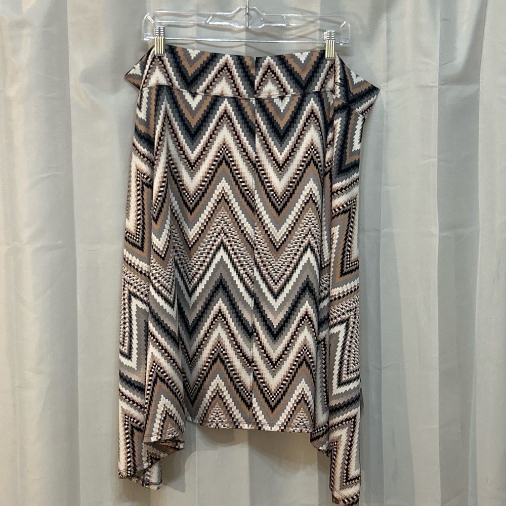 Seven7 Asymmetrical Chevron Skirt - Black, White, Tan